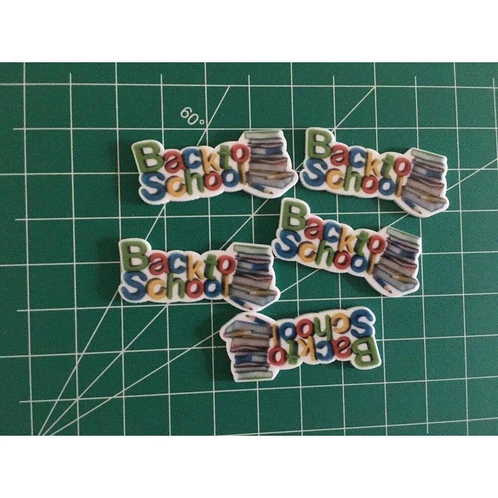 25 pcs Back to School Flat Back Resin Cabochon DIY Crafts Bows Phone Scrapbook 3